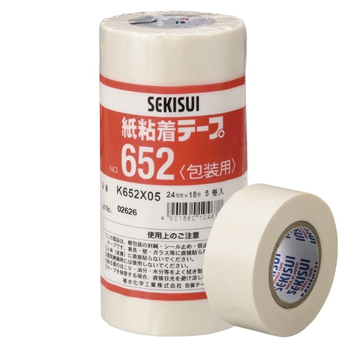 積水化学工業製 紙粘着テープNo.652 24mm×18m １箱(500巻入) 白 - 3