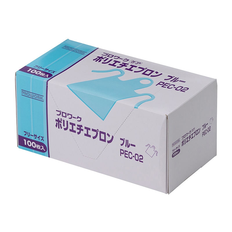 【直送品】 中部物産貿易 ポリエチレンエプロン フリーサイズ ブルー PEC-02 100枚/箱（ご注文単位10箱）
