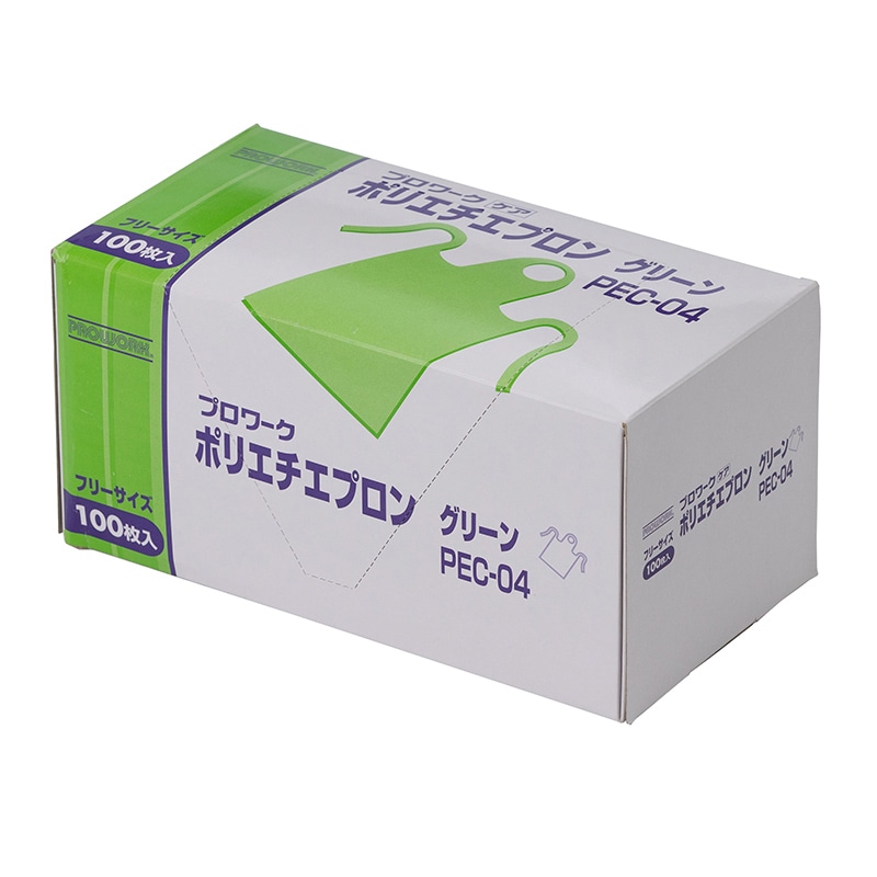 【直送品】 中部物産貿易 ポリエチレンエプロン フリーサイズ グリーン PEC-04 100枚/箱（ご注文単位10箱）