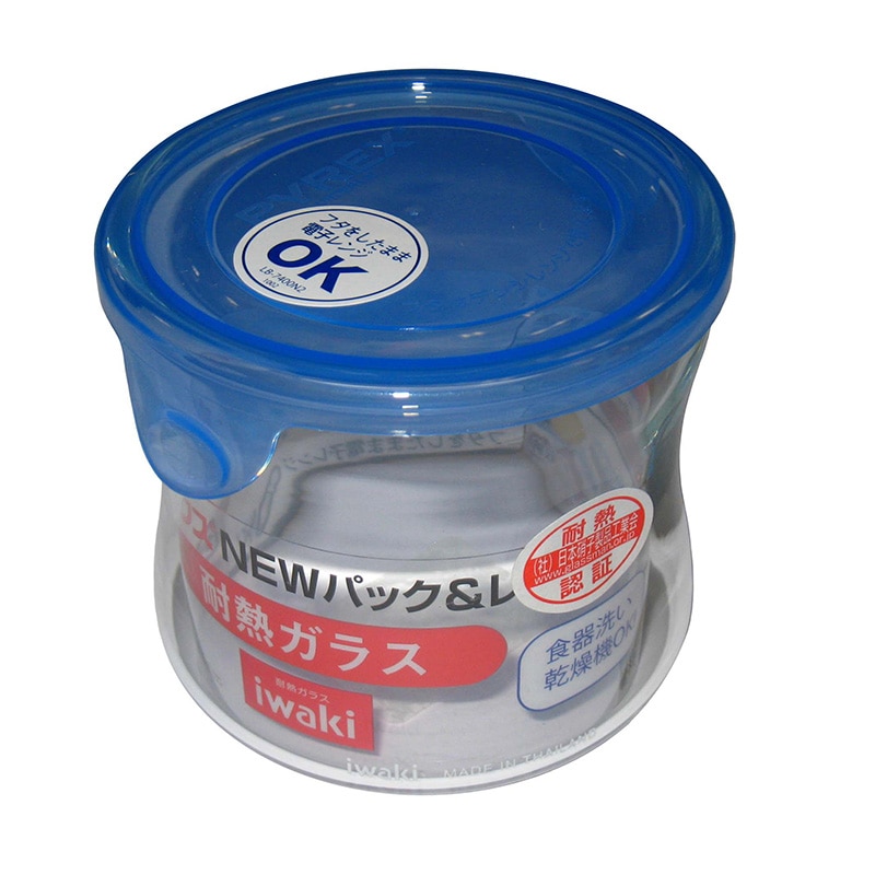 【色: ブルー】iwaki(イワキ) 耐熱ガラス 保存容器 アクアブルー 丸型