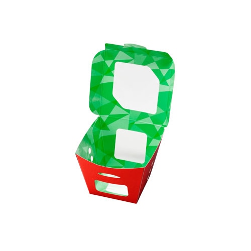 【直送品】 エフピコチューパ サラダ・フルーツ容器　紙ベジ 95角　FSM 赤 50枚/袋（ご注文単位12袋）