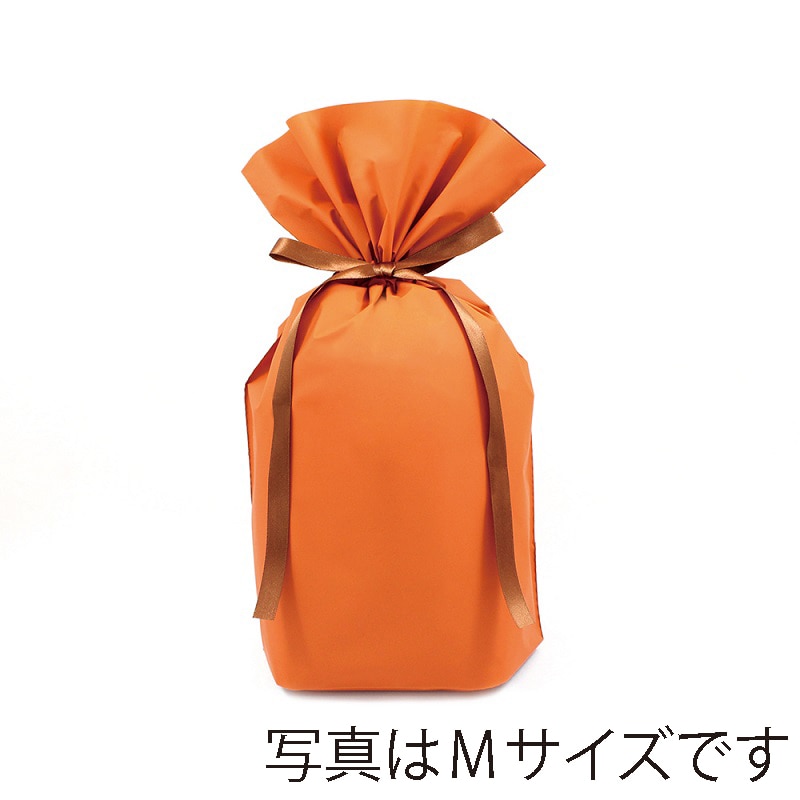 【直送品】 カクケイ 梨地リボン付巾着袋 LL　オレンジ　 FK2417 　20枚入/パック（ご注文単位10パック）