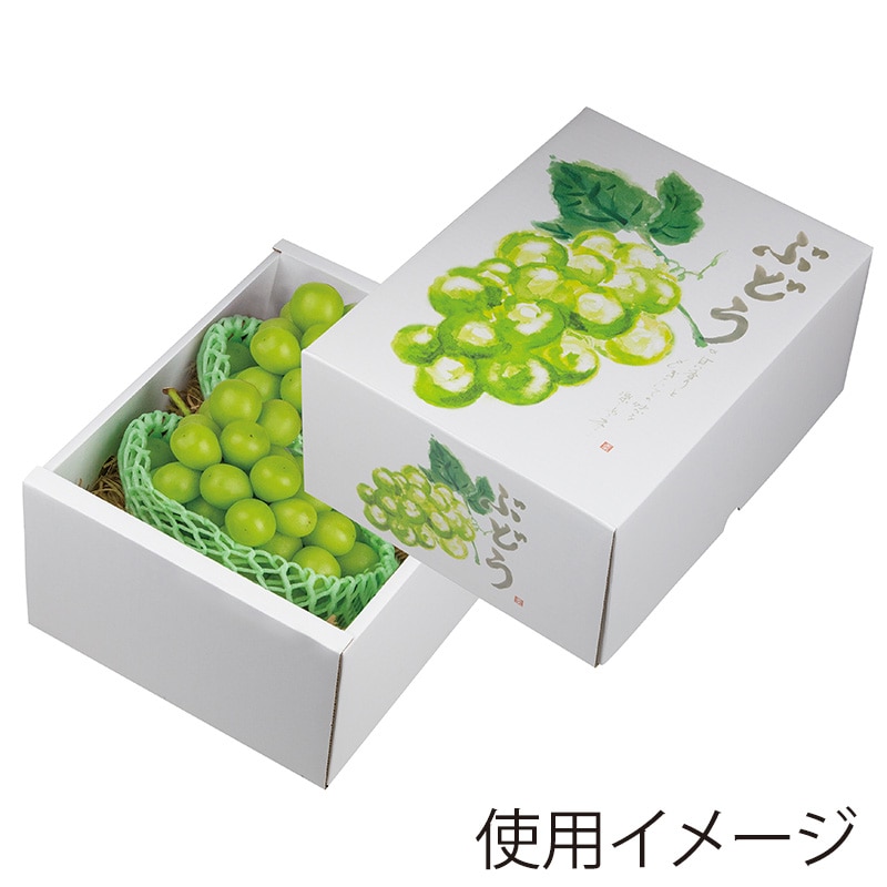 【直送品】 ヤマニパッケージ ぶどう箱　もぎたてのぶどう グリーン L-2501　10枚/束（ご注文単位4束）