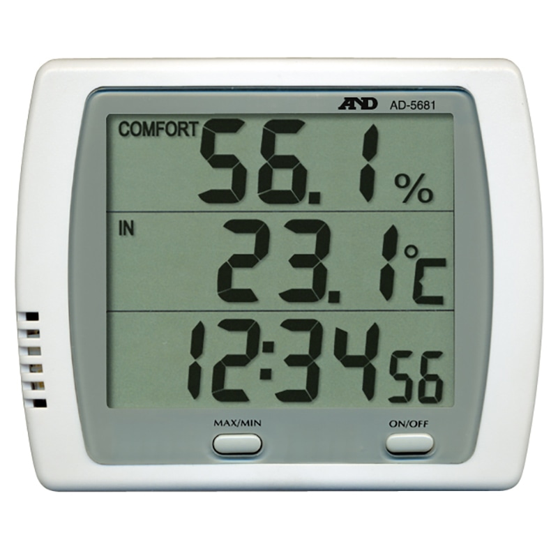 【直送品】 エー・アンド・デイ 時計機能付き温湿度計  AD5681 1台（ご注文単位10台）