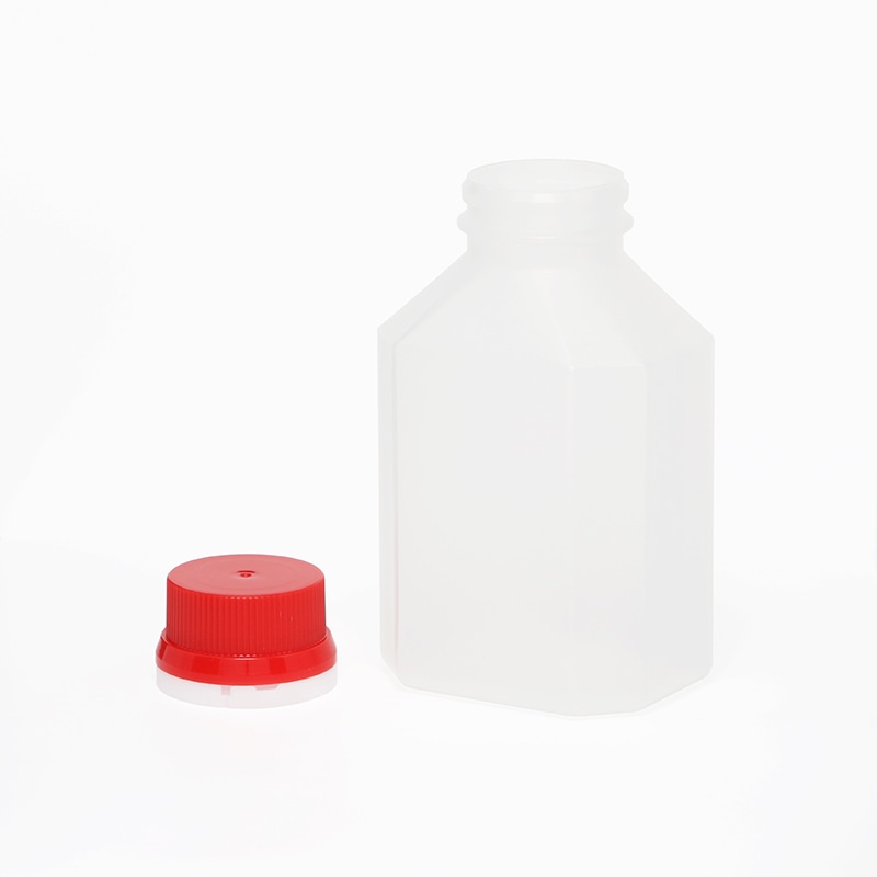 【直送品】 ハニー PPボトル容器　FSI耐熱キャップ丸穴赤白付き 180ml　打栓式 PP180 600個/箱（ご注文単位1箱）