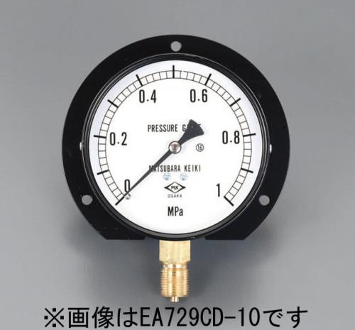 【直送品】エスコ EA729CD-10 Ｇ3/8”/75/100mm/0-1.0ＭＰａつば付圧力計 1個（ご注文単位1個）
