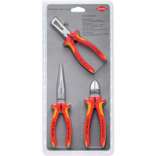 トラスコ中山 KNIPEX 絶縁工具3点セット(ワイヤーストリッパー・ニッパー・ペンチ)（ご注文単位1セット）【直送品】