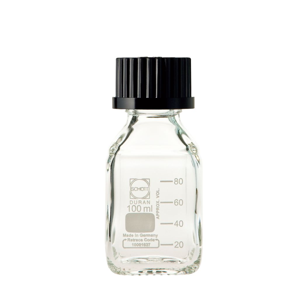 >DWK Life Sciences ねじ口瓶角型 デュラン（R） 黒キャップ付 100mL　017230-1002A 1本（ご注文単位1本）【直送品】