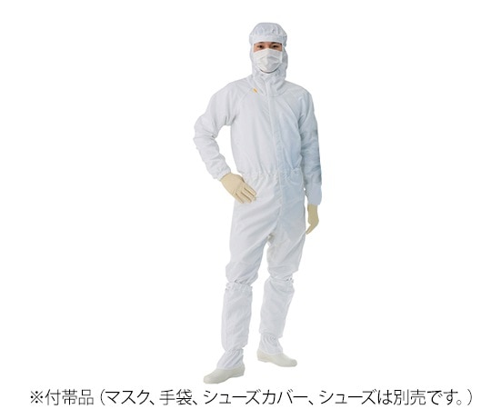 >東洋リントフリー クリーンルーム用フード一体ツナギ服（男女兼用）　ホワイト　LL　FD175C-01 1枚（ご注文単位1枚）【直送品】