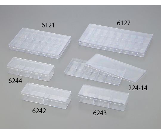 >アズワン スチロール角型分割ケース　200×72×41mm　2分割　12個入　6242 1箱（ご注文単位1箱）【直送品】