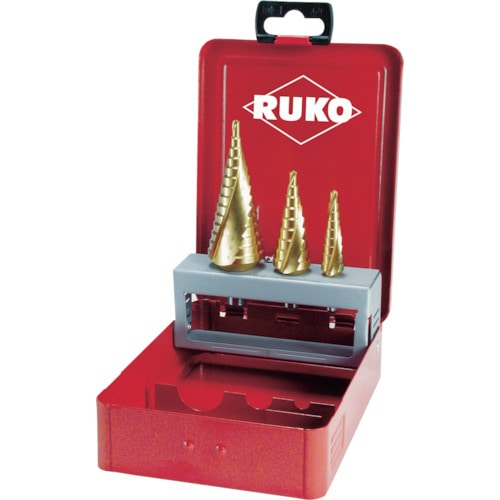 >トラスコ中山 RUKO 2枚刃スパイラルステップドリルセット 3本組 チタン（ご注文単位1セット）【直送品】