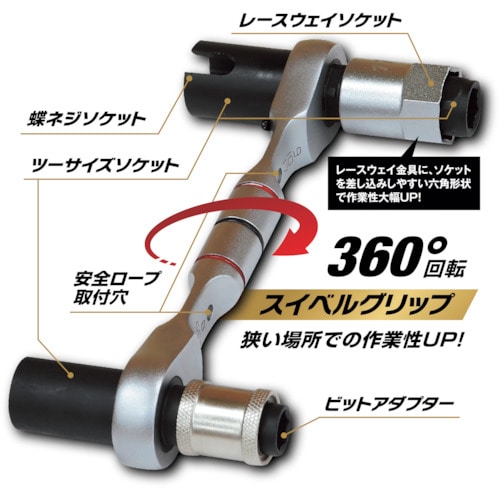 トラスコ中山 MUSTTOOL 11機能スイベルグリップレンチ ショートタイプ IM－NSS11S2 347-5087  (ご注文単位1個) 【直送品】