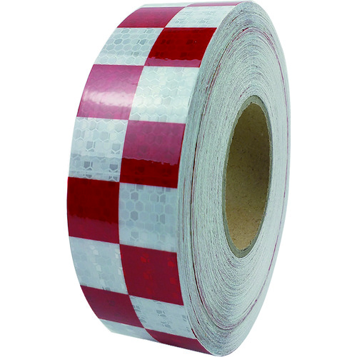 トラスコ中山 セーフラン 高輝度反射テープ 赤白格子 幅50mm×50ｍ（ご注文単位1巻）【直送品】