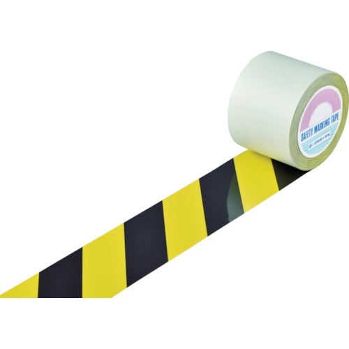 トラスコ中山 緑十字 ガードテープ(ラインテープ) 黄/黒(トラ柄) ＧＴ-101ＴＲ 100mm幅×100ｍ（ご注文単位1巻）【直送品】