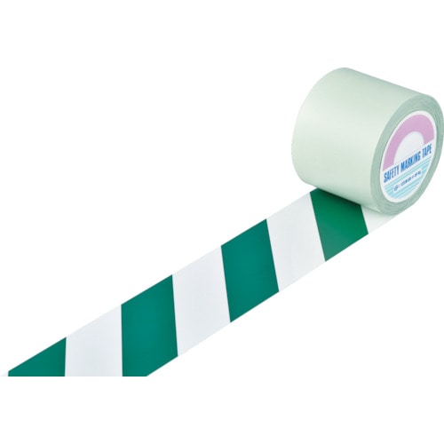 >【直送品】トラスコ中山 緑十字 ガードテープ(ラインテープ) 白/緑(トラ柄) ＧＴ-102ＷＧ 100mm幅×20ｍ（ご注文単位1巻）