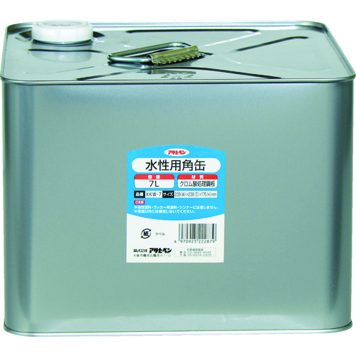 >トラスコ中山 アサヒペン 塗料容器 水性用角缶 7L（ご注文単位1個）【直送品】