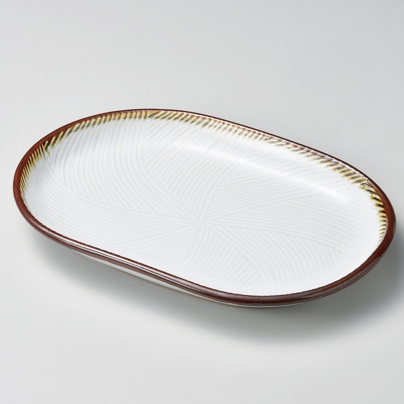 >【直送品】金正陶器 乳白楕円３１㎝皿 1個（ご注文単位1個）