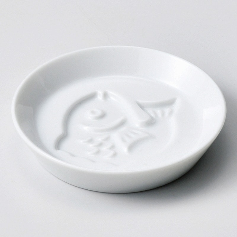 金正陶器 白磁 丸小皿 鯛 1個（ご注文単位1個）【直送品】