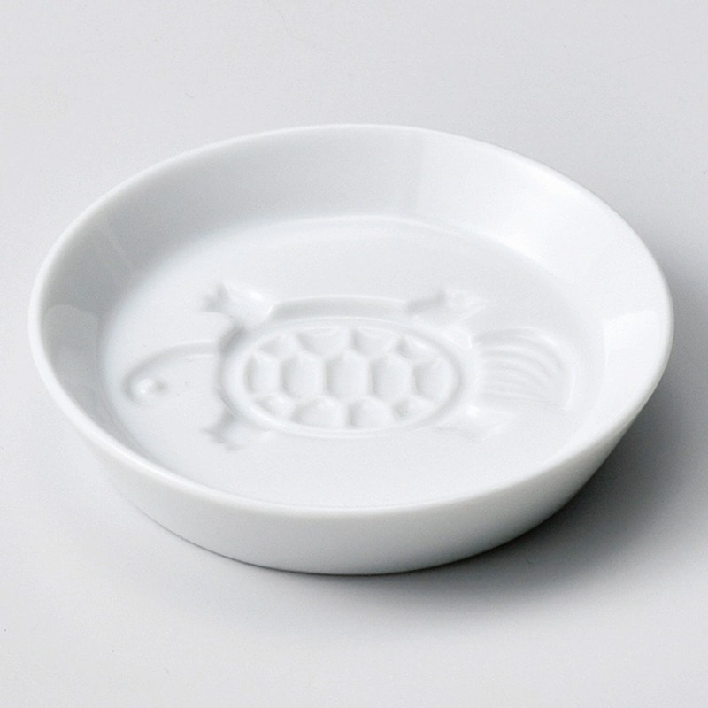 金正陶器 白磁 丸小皿 亀 1個（ご注文単位1個）【直送品】