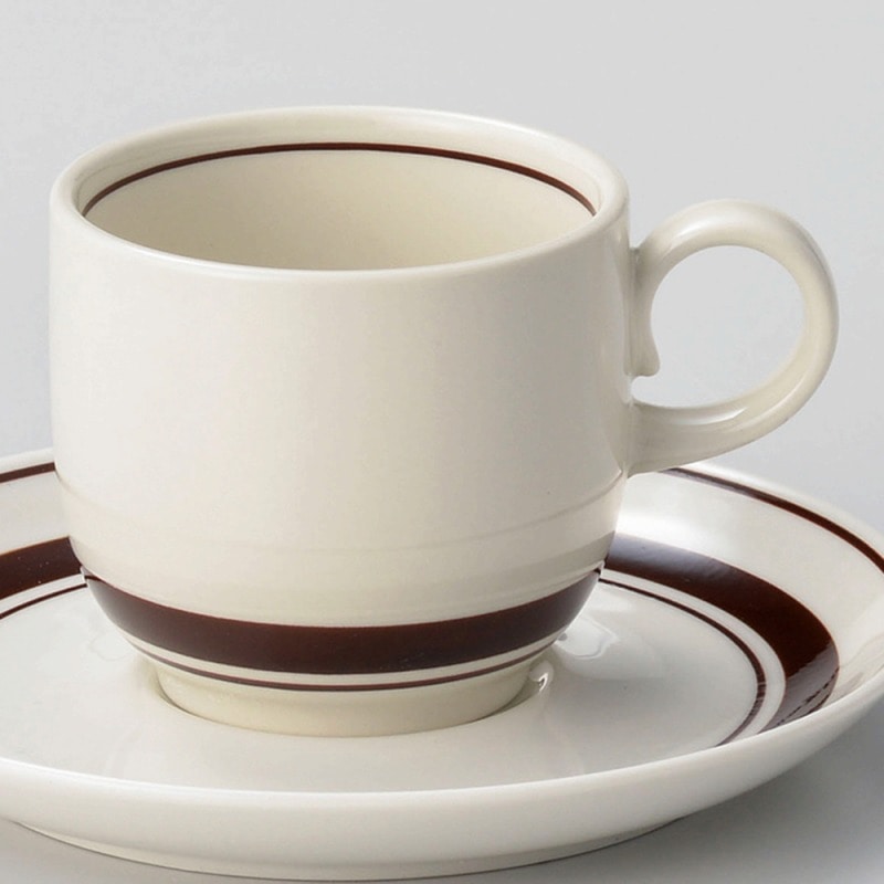 >【直送品】金正陶器 茶ラインコーヒー碗 1個（ご注文単位1個）