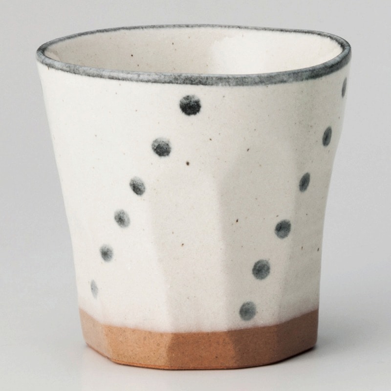 金正陶器 粉引六点水玉ソギロックカップ 1個（ご注文単位1個）【直送品】