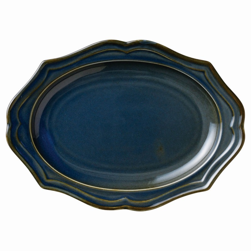 【直送品】金正陶器 ヘルシンキブルーナマコ ２３㎝楕円皿 1個（ご注文単位1個）