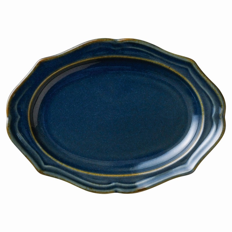 【直送品】金正陶器 ヘルシンキブルーナマコ １７㎝楕円皿 1個（ご注文単位1個）