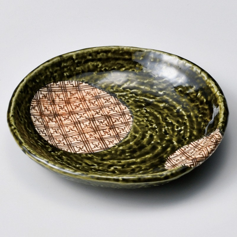 金正陶器 格子織部１６㎝丸皿 1個（ご注文単位1個）【直送品】