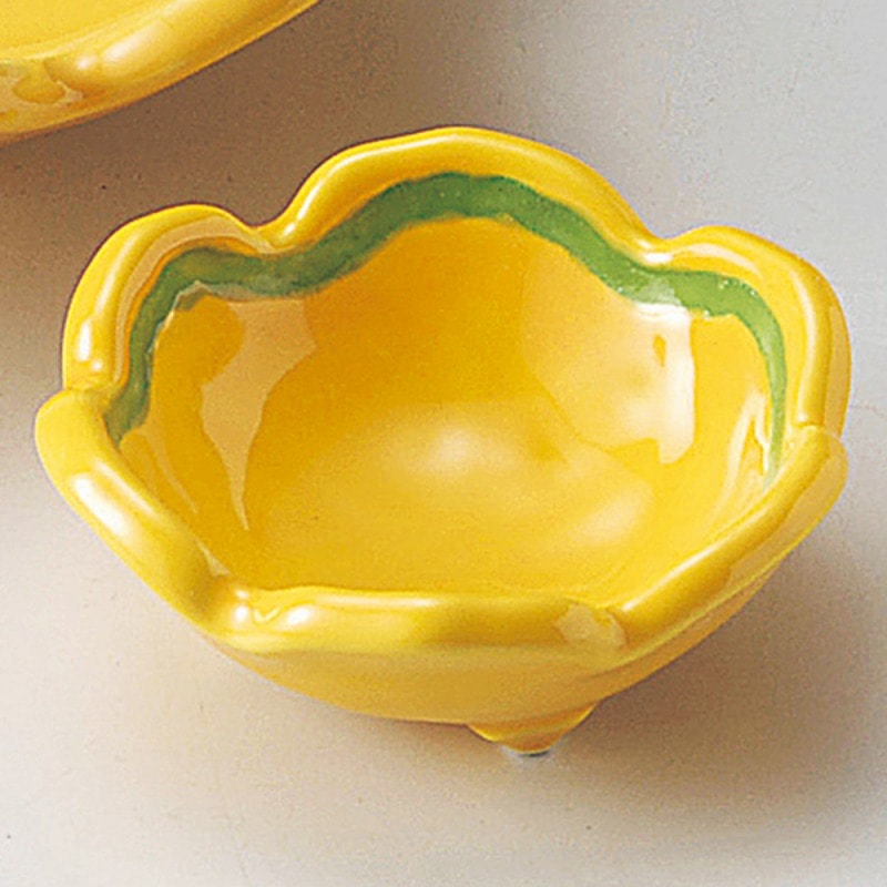 金正陶器 黄釉グリーン梅型千代口 1個（ご注文単位1個）【直送品】