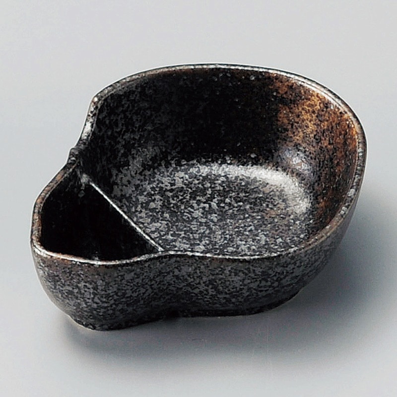 【直送品】金正陶器 黒油滴ひさご皿 1個（ご注文単位1個）