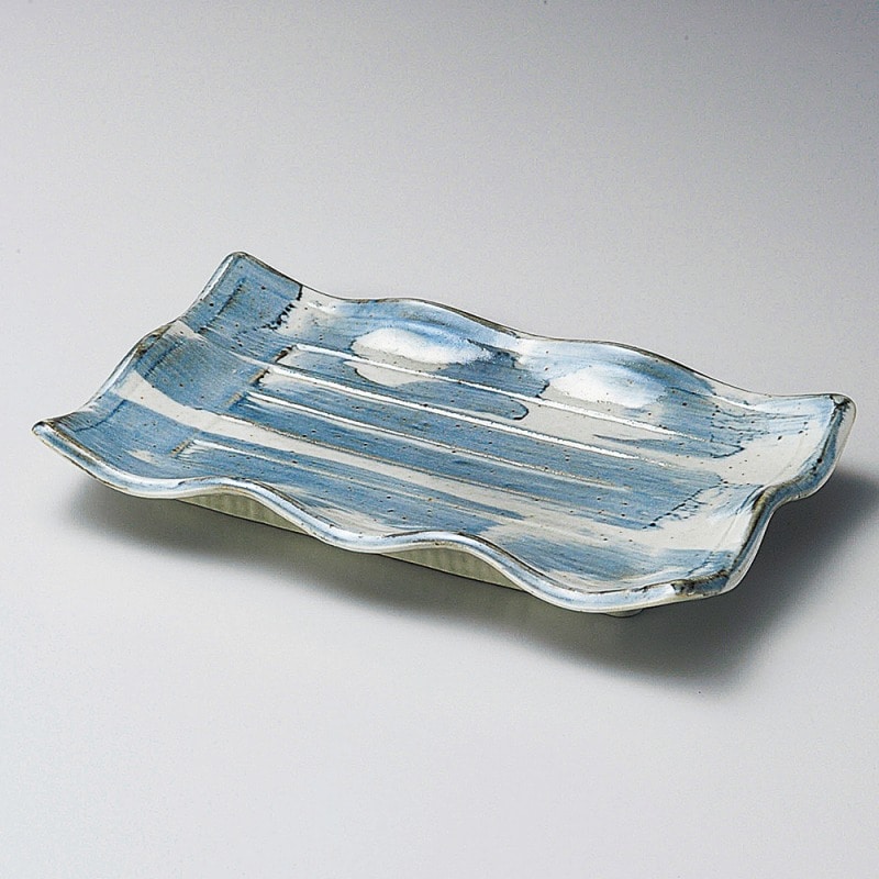 >金正陶器 藍染波型焼物皿 1個（ご注文単位1個）【直送品】