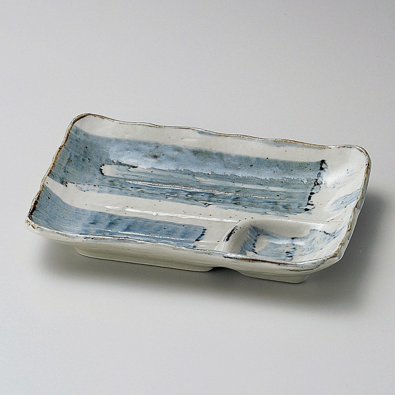 金正陶器 藍染仕切付刺身皿（小） 1個（ご注文単位1個）【直送品】