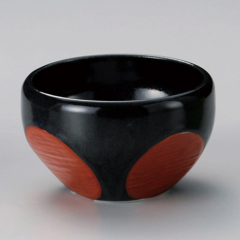 金正陶器 黒柚子赤丸紋中鉢 1個（ご注文単位1個）【直送品】