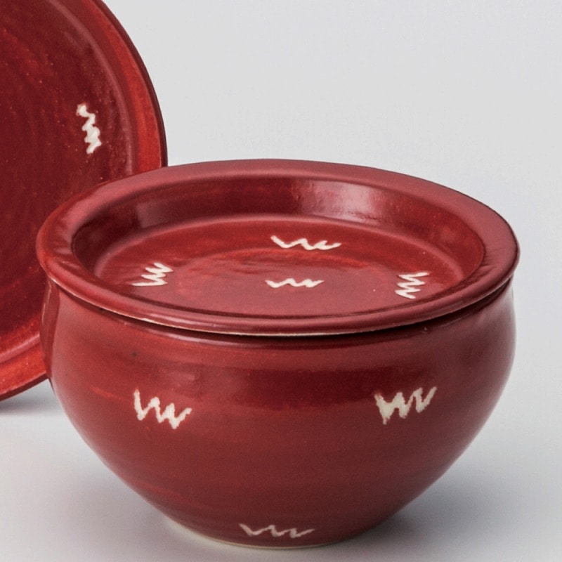 金正陶器 ＮＥＷ蓋ＤＯＮ羅先赤ツバ付４.０蓋皿 1個（ご注文単位1個）【直送品】