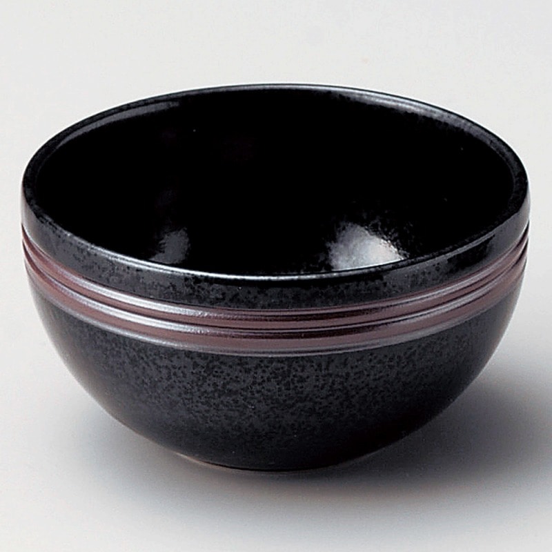 【直送品】金正陶器 黒結晶筋彫深口ボール 1個（ご注文単位1個）