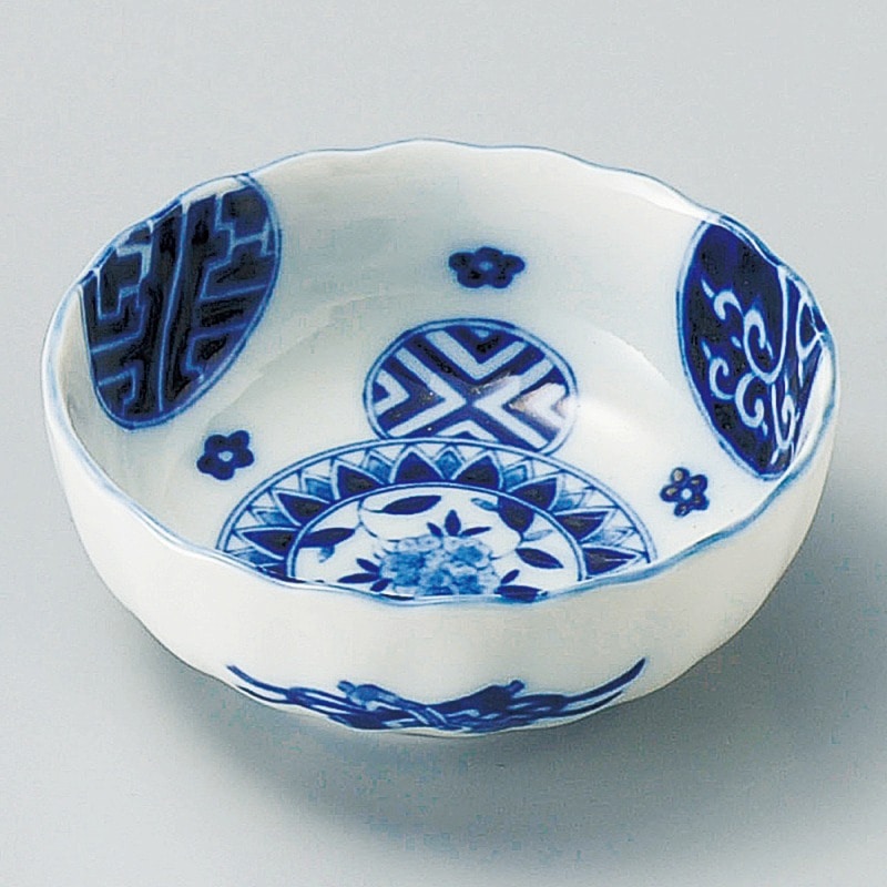 金正陶器 藍丸紋菊型３.５鉢 1個（ご注文単位1個）【直送品】