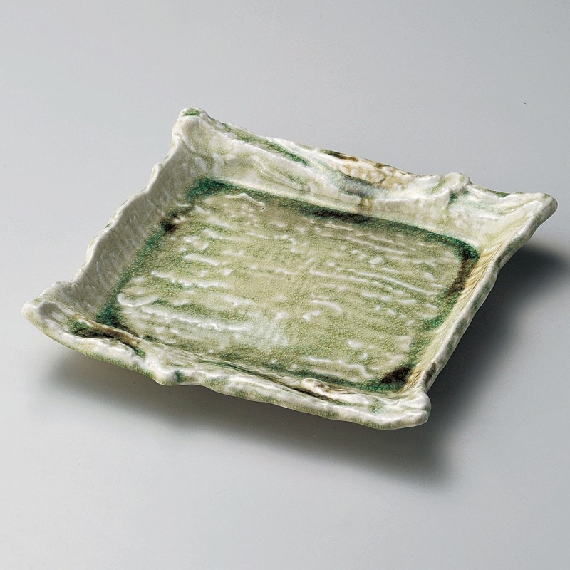 【直送品】金正陶器 強化ビードロガタ彫四角皿 1個（ご注文単位1個）