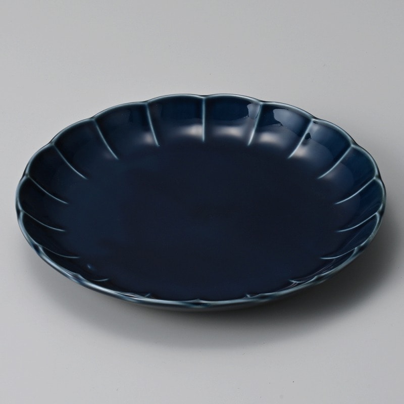金正陶器 フィオレネイビー花型２１.５㎝皿 1個（ご注文単位1個）【直送品】