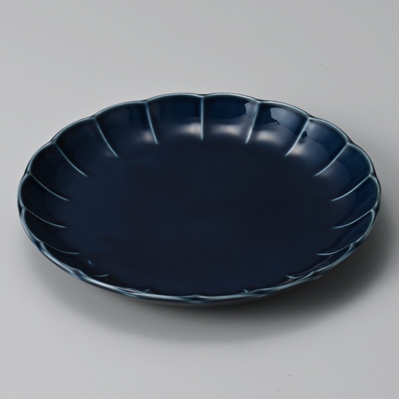 金正陶器 フィオレネイビー花型１６.５㎝皿 1個（ご注文単位1個）【直送品】