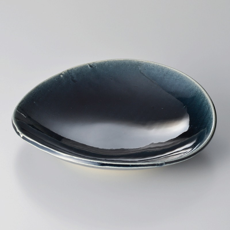 【直送品】金正陶器 藍楕円たわみ８寸皿 1個（ご注文単位1個）