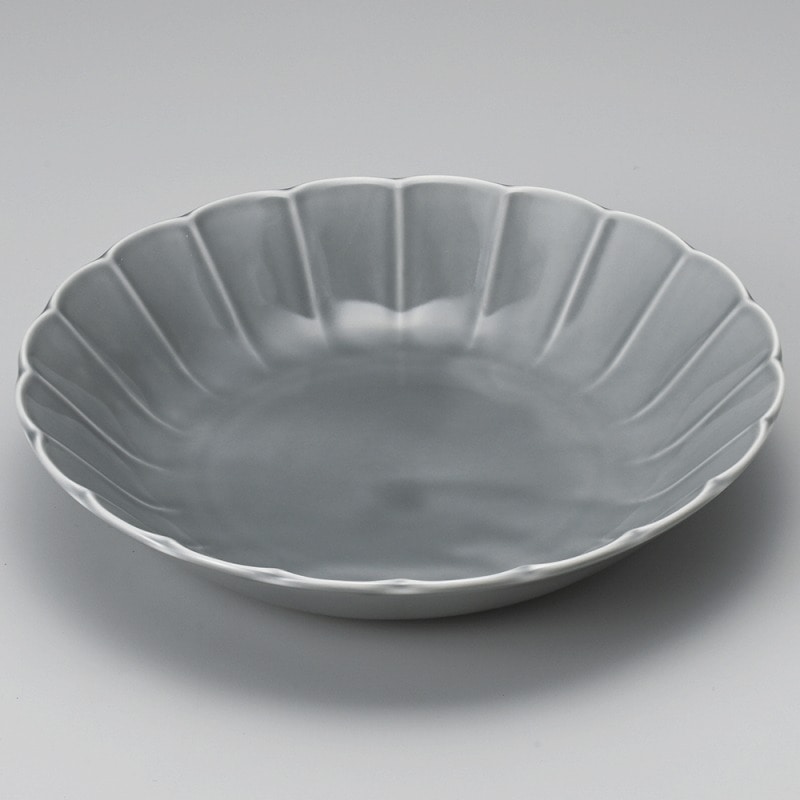 金正陶器 フィオレグレー花型２４㎝深皿 1個（ご注文単位1個）【直送品】