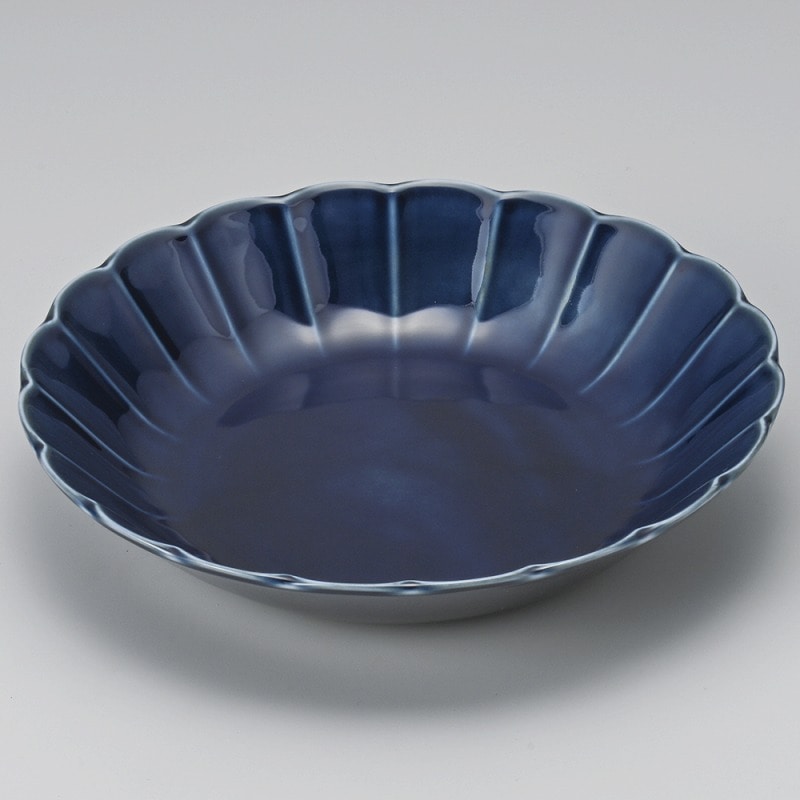 金正陶器 フィオレネイビー花型２４㎝深皿 1個（ご注文単位1個）【直送品】
