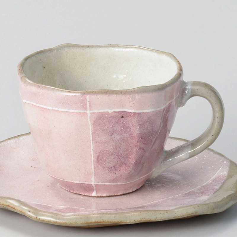 金正陶器 ピンク色十草タタラコーヒー碗 1個（ご注文単位1個）【直送品】