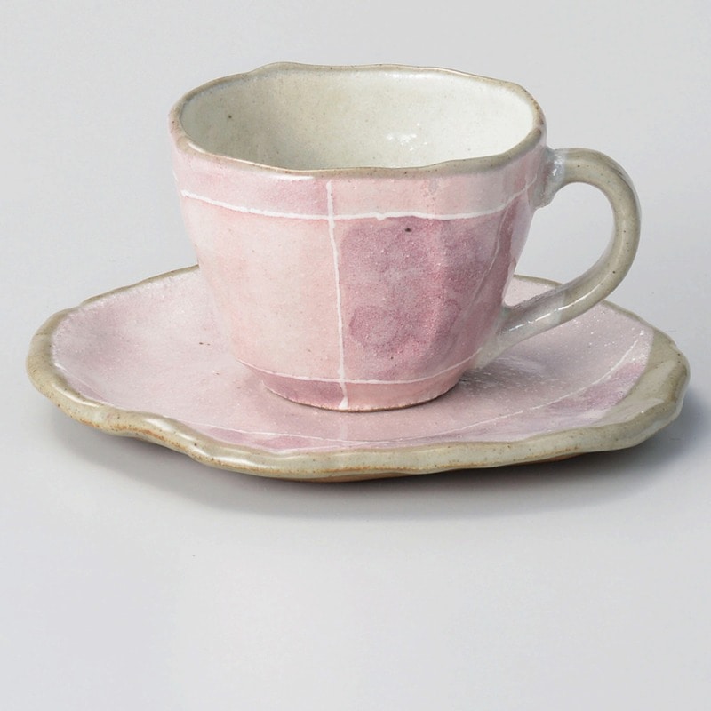 金正陶器 ピンク色十草タタラコーヒー皿 1個（ご注文単位1個）【直送品】