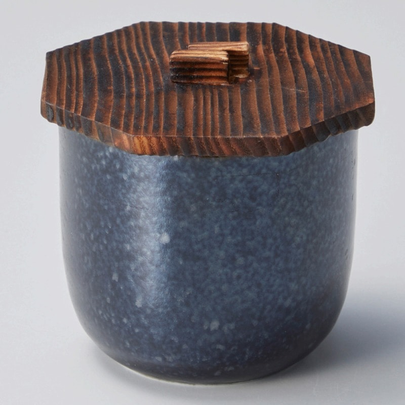 金正陶器 黒マットむし碗（木蓋） 1個（ご注文単位1個）【直送品】