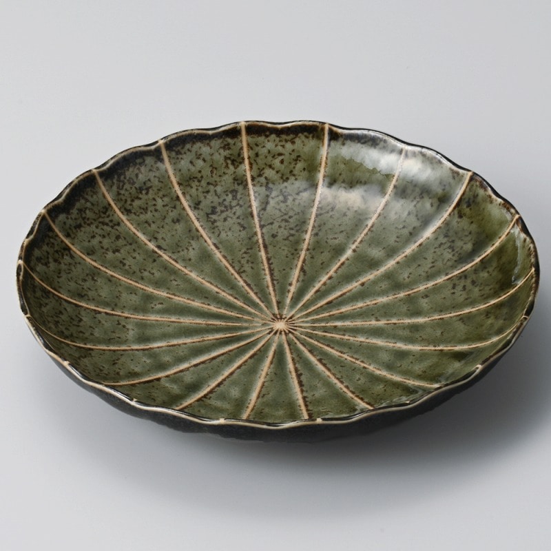 金正陶器 深緑十草菊型７.５皿 1個（ご注文単位1個）【直送品】