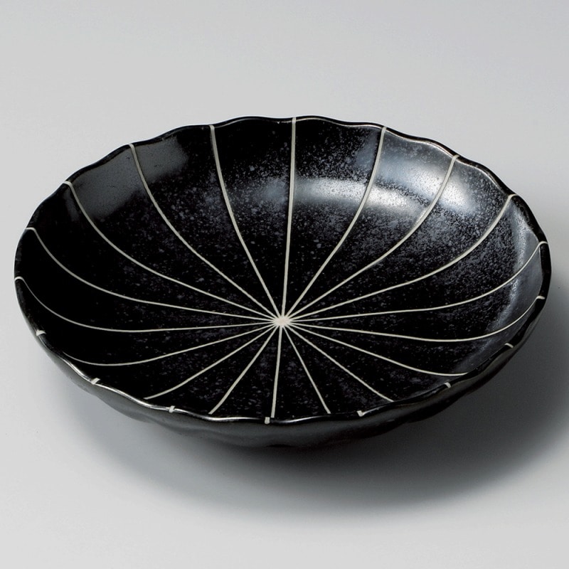 金正陶器 黒マット十草 菊型３.５皿 1個（ご注文単位1個）【直送品】