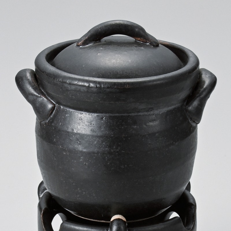 金正陶器 黒釉ミニご飯釜（０.５合炊） 1個（ご注文単位1個）【直送品】