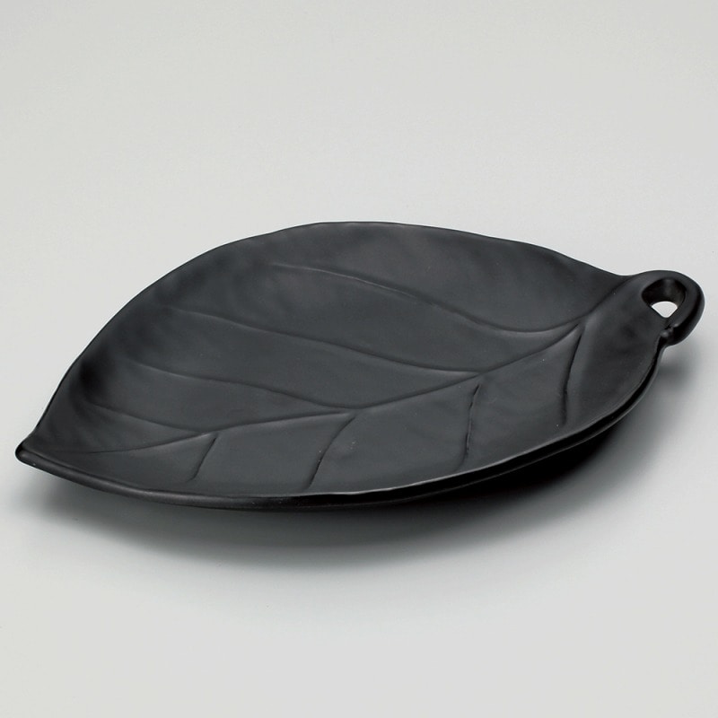 金正陶器 黒釉葉型陶板（大） 1個（ご注文単位1個）【直送品】