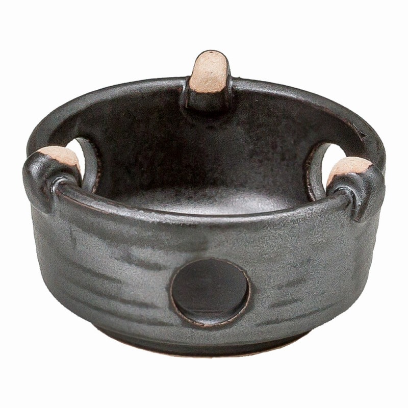 金正陶器 黒釉耐熱コンロ（中） 1個（ご注文単位1個）【直送品】